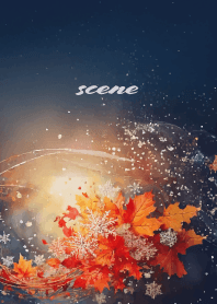 leaves and snowflakes on light purple