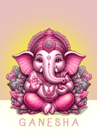 Pink Ganesha gives blessings and simple