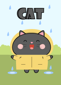 Black Cat With Rainy Day Theme