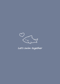 Shark and Heart -blue gray-