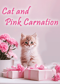 Cat and Carnation - pink