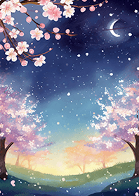 Beautiful night cherry blossoms#2405