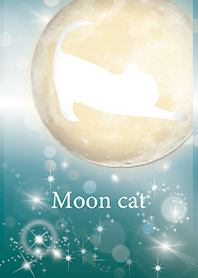 Blue green : Luck full moon & cat