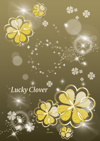 Gold : Happy Four Leaf Gold Clover