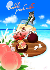 Bubble peach milk tea with Shiba dogs13