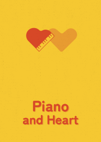 ピアノ型のハートと♥ 黄色
