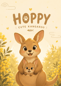 Hoppy Cute Kangaroo: Pastel Yellow