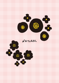 Round black flower check30 from Japan