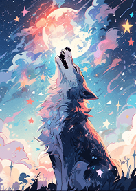 銀の月の下に立つ狼王❤️