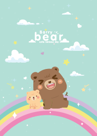Barry Bear Rainbow Star Green