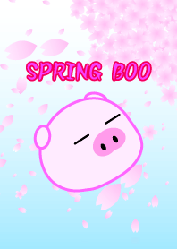 relaxing pig under the cherry blossoms.