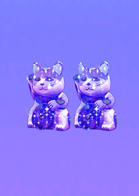 Two lucky lucky cat sparkling purple