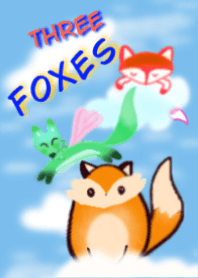 Three happy foxes