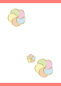 Colorful plum blossoms on red JP