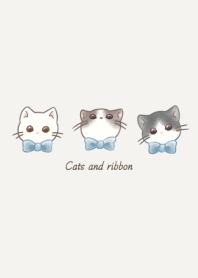 Cats and Ribbon -blue-