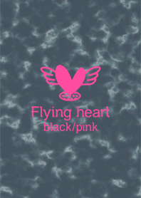 Flying heart black/pink