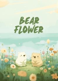 cute bear in flower garden