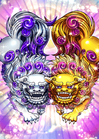 Gold and silver lion protected from evil