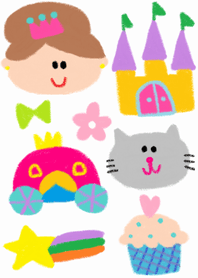 HAPPY Princess girl crayon