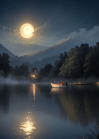 迷霧寧靜湖面-月 sCnOZ