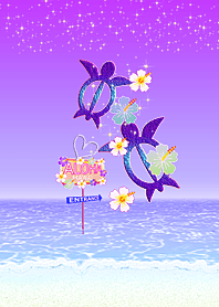 幸運のホヌ*ハワイ＊ALOHA+53-1#イラスト