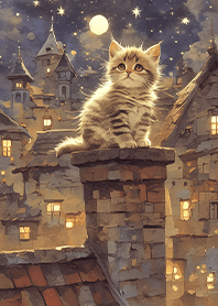 Ancient Castle Moonlit Kitten