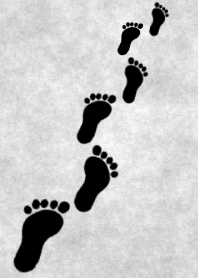 Footprints on gray background