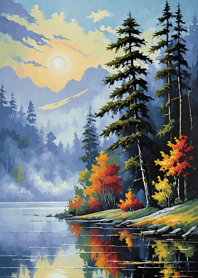 Misty tranquil lake 2f4fFa