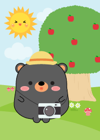 Fat black bear in Forest Theme
