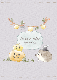 Hedgehog and Halloween 2 -purple gray-