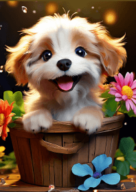 Dogs with flowers theme