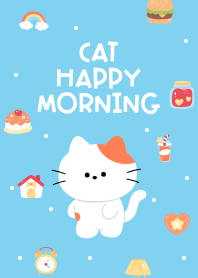 Cat Happy Morning (blue)