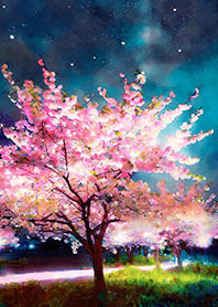 Beautiful night cherry blossoms#846