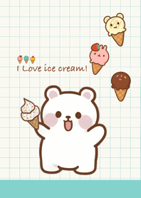 หมีน้อยรักไอศกรีม(สีเขียว)
