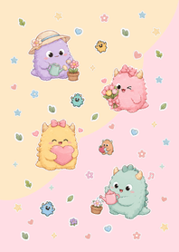 Cute monster Pink&Caramel.w