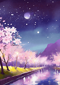 Beautiful night cherry blossoms#8