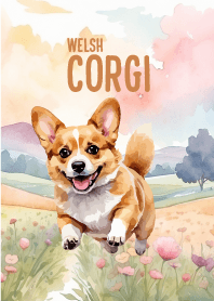 Welsh corgi In Flower Theme3