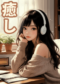 文藝生活-聽著音樂讀書的女孩6.8 深黑色