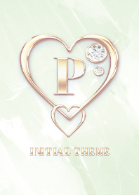 [ P ] Heart Charm & Initial  - Green