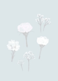 WATER COLOR/FLOWER/LIGHT BLUE & WHITE
