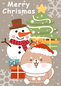 可愛寶貝柴犬/聖誕節快樂/雪人