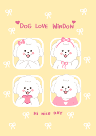 Dog love window minimal yellow cute jp