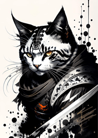Ink wash cat samurai ed4Add