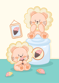 Cutie lions and their ice-cream