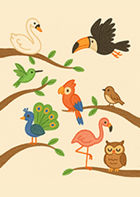 cute birds (beige / v2)