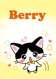 白黒はちわれ猫 Berryちゃん 黄色ver.