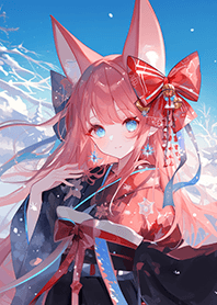 雪の魅力キツネの妖精 ❤️