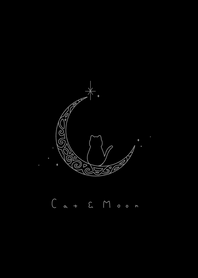 Cat & Moon / black, gray line