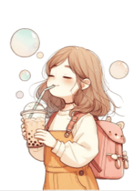 Cute Girl and Bubble Milk Tea V.2