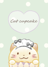 Cat cupcake -green- dot